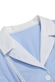 Notched Lapel Blue A Line Single Breasted 1950s Dress