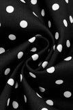 Polka Dots Halter Black A Line 1950s Dress with Bow