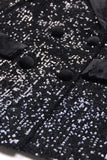 Sparkly Black Sequin Double Breasted Peak Lapel Women Blazer