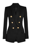 Black Shawl Laepl Double Breasted Women's Blazer