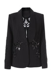 Black One Button Seuqin Beaded Shawl Lapel Blazer