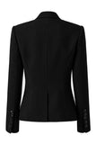 Black Mirror Beaded Peak Lapel One Button Blazer
