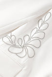 White One Button Beaded Peak Lapel Women Blazer