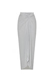 Silver Long Sleeves 2 Piece Swimsuit with Beach Dress