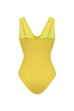 Yellow 2 Piece V-Neck Cut Out Swimsuit with Beach Dress