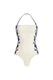White 2 Piece Halter Swimsuit with Short Set