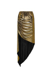Metallic Golden 2 Piece V-Neck 3D Flowers Swimsuit with Beach Dress