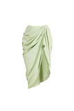 Green One Shoulder Corset Ruched Swimsuit with Cover Up