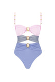 Black Spaghetti Straps 2 Piece Cut Out Swimsuit with Beach Dress