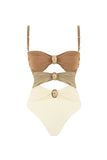 Black Spaghetti Straps 2 Piece Cut Out Swimsuit with Beach Dress