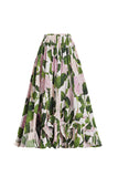 Off The Shoulder 3 Piece Green Pink Floral Ruffled Swimwear with Cover Up