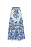 Blue White Print Spaghetti Straps 2 Piece Swimwear with Cover Up