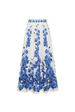White Blue Floral 3 Piece Print Floral Swimwear Set with Beach Dress