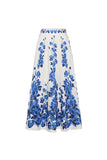 2 Piece White Blue Flower Long Sleeves Swimwear Set with Beach Dress