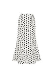 One Shoulder White Black Dot Cut Out 2 Piece Swimsuit with Cover Up