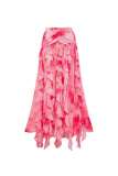 Halter Ruffled Hot Pink 2 Piece Swimsuit with Cover Up