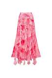 Halter Ruffled Hot Pink 2 Piece Swimsuit with Cover Up