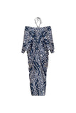 Navy Spaghetti Straps 2 Piece Beaded Swimsuit with Cover Up Dress