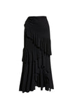 Black Striped 2 Piece Ruffled Swimsuit with Beach Dress