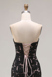 Black Lace Mermaid Sweetheart Lace Up Back Long Prom Dress with Slit