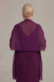 Grape Sheath V Neck Mother of the Bride Dress with Cloak