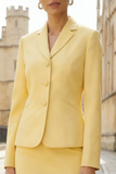 Light Yellow Notched Lapel 2 Piece Single Breasted Work Dress