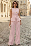 Ivory Single Breasted 2 Piece Round Neck Women's Work Suits