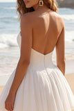 Sweetheart Ivory Ruched A-Line Mini Graduation Dress