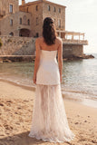 Ivory Sheath Sweetheart Long Bridal Shower Dress with Lace