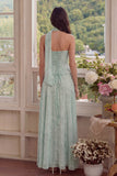 Strapless Dusty Sage Chiffon A-Line Corset Floral Dress