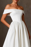 Off the Shoulder A-Line White Long Engagement Dress