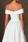 Off the Shoulder A-Line White Long Engagement Dress