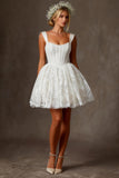 Lace White Square Neck Corset Mini Graduation