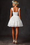 Lace White Square Neck Corset Mini Graduation