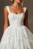 Lace White Square Neck Corset Mini Graduation