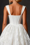 Lace White Square Neck Corset Mini Graduation
