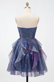 Dusty Blue Sweetheart A-Line Homecoming Dress with Ruffles