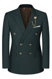 2-piece Black Peaked Lapel Double Breasted Men's Suits