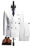 2-piece Black Peaked Lapel Double Breasted Men's Suits