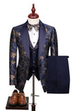 Champagne Shawl Lapel One Button Floral Men's Suits