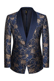 Champagne Shawl Lapel One Button Floral Men's Suits