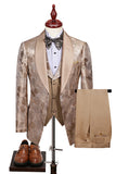 Champagne Shawl Lapel One Button Floral Men's Suits