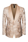 Champagne Shawl Lapel One Button Floral Men's Suits