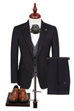 3 Piece Blue Peak Lapel One Button Men's Prom Suits