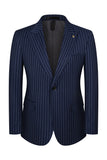 3 Piece Blue Peak Lapel One Button Men's Prom Suits