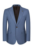 3 Piece Blue Peak Lapel One Button Men's Prom Suits