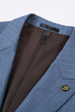 3 Piece Blue Peak Lapel One Button Men's Prom Suits