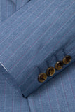 3 Piece Blue Peak Lapel One Button Men's Prom Suits
