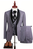 Blue 3 Piece Shawl Lapel One Button Men's Business Suits