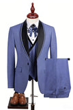 Blue 3 Piece Shawl Lapel One Button Men's Business Suits